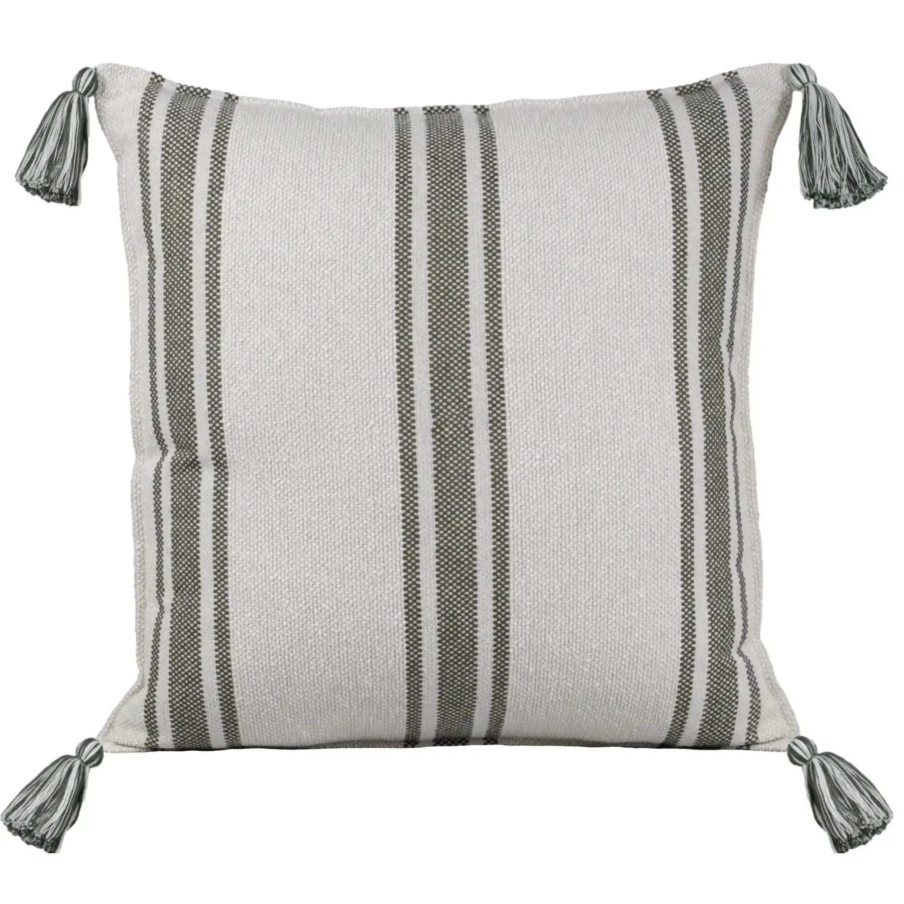 Almofada Bouclé Azul 60x60 Listra e Pingente de Tecido